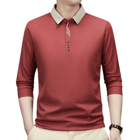 Camisa de Manga Longa Masculina Gola Polo Casual