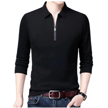 Camisa de Manga Longa Masculina Gola Polo Com Zíper