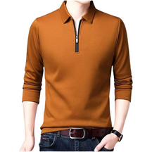 Camisa de Manga Longa Masculina Gola Polo Com Zíper