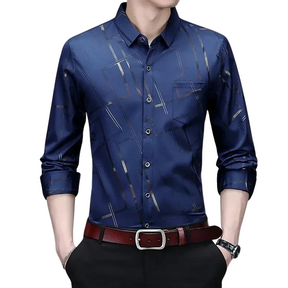 Camisa de Manga Longa Social Masculina Com Bolso