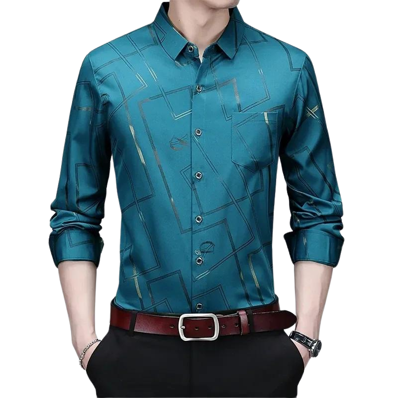 Camisa de Manga Longa Social Masculina Com Bolso