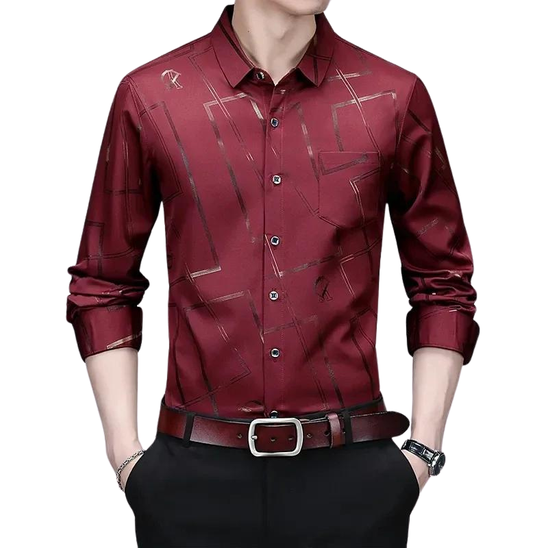 Camisa de Manga Longa Social Masculina Com Bolso