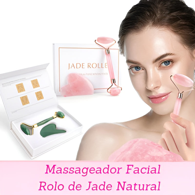 Rolo Massageador Facial de Pedra Jade