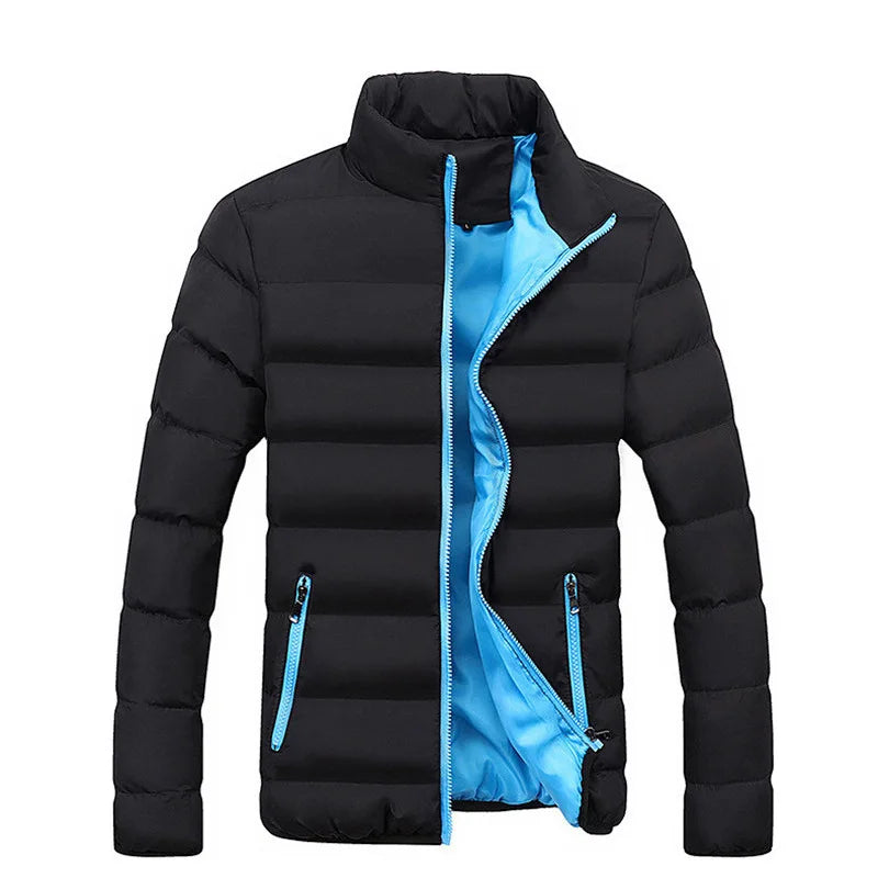 Jaqueta Masculina Puffer Gola Alta Com Bolsos