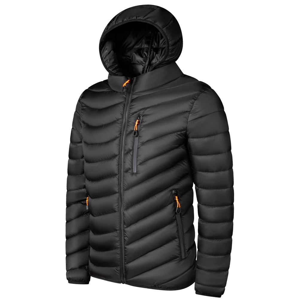 Jaqueta Masculina Puffer Impermeável Com Capuz Removível