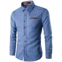 Camisa de Manga Longa Jeans Masculina Casual