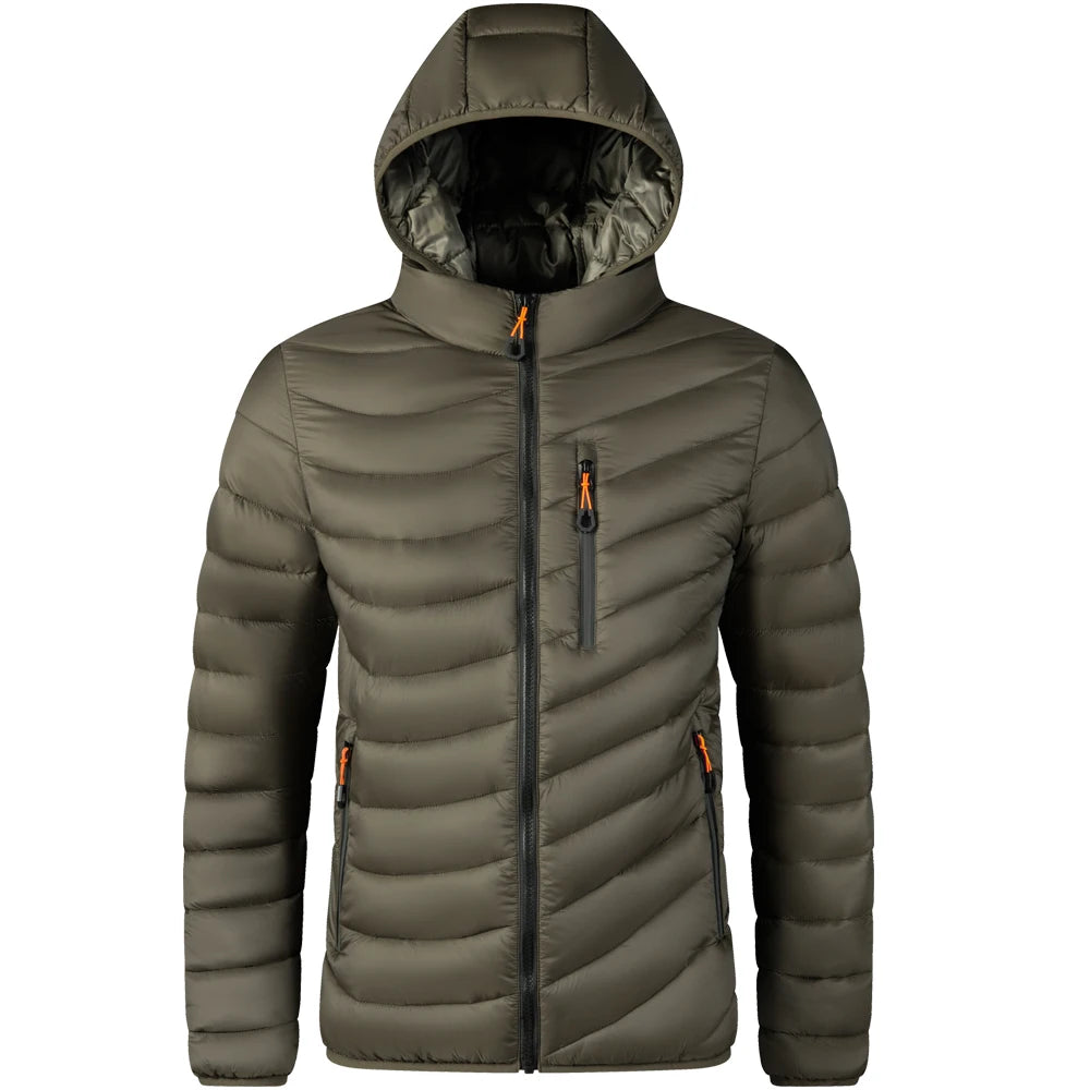 Jaqueta Masculina Puffer Impermeável Com Capuz Removível