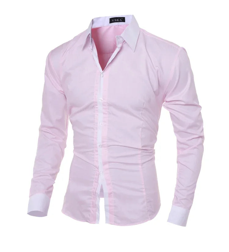 Camisa de Manga Longa Masculina Slim Fit Social Elegante