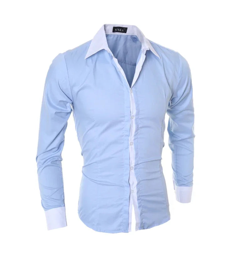 Camisa de Manga Longa Masculina Slim Fit Social Elegante