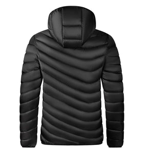 Jaqueta Masculina Puffer Impermeável Com Capuz Removível