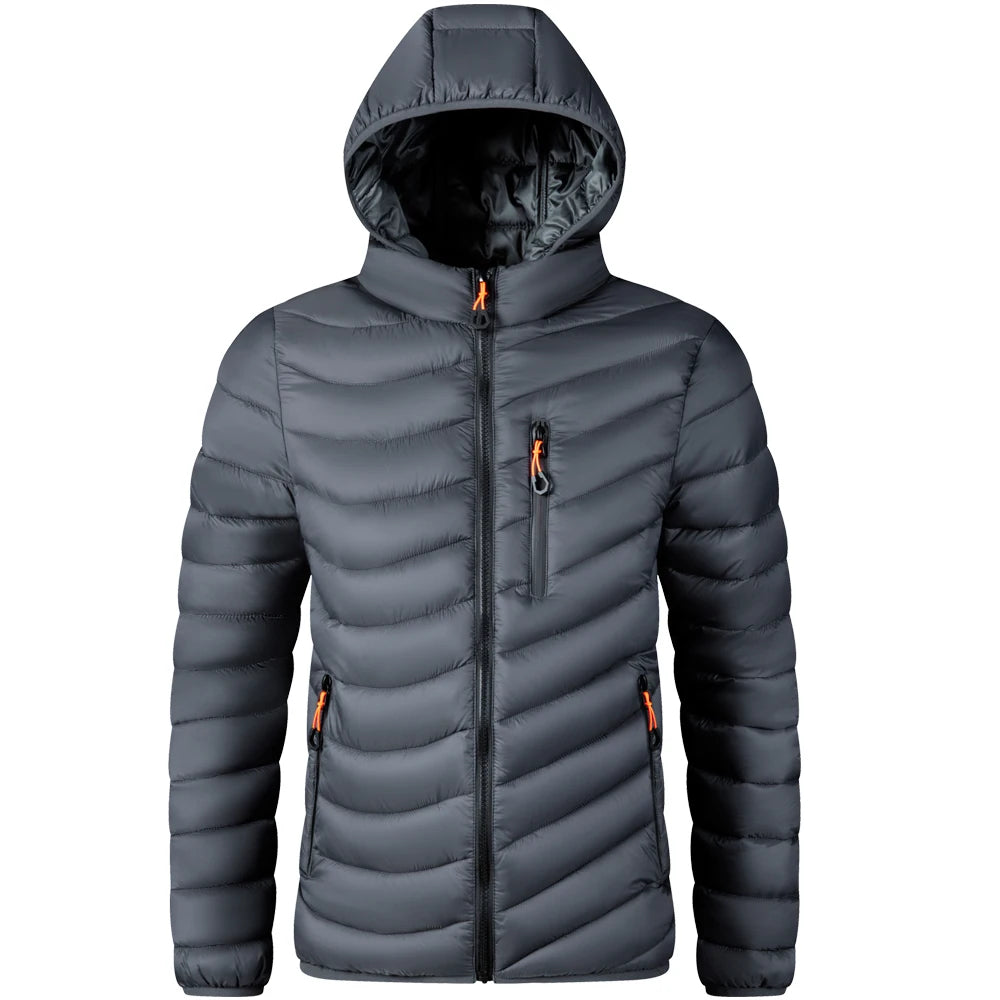 Jaqueta Masculina Puffer Impermeável Com Capuz Removível