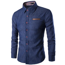 Camisa de Manga Longa Jeans Masculina Casual