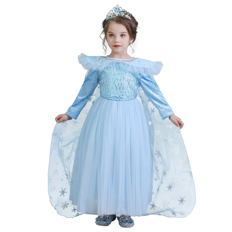 Vestido Fantasia Infantil Elsa Rainha da Neve Frozen + Acessórios de Brinde