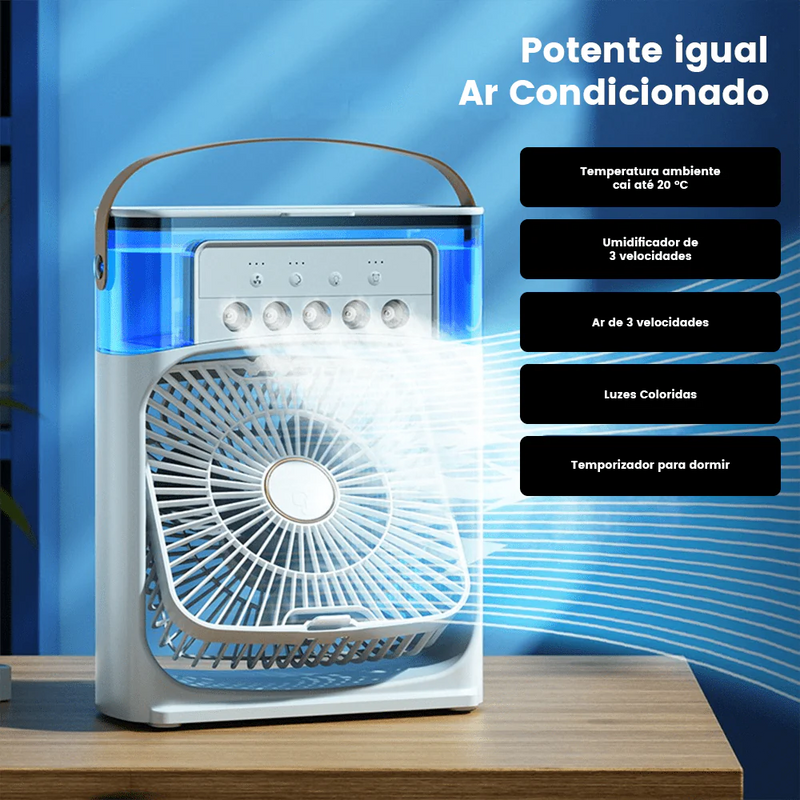 Mini Climatizador de Ar Portátil Icy Air - Com Reservatório para Água e Gelo